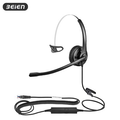 Headset RJ9 Wired gyda MIC ar gyfer ffôn
